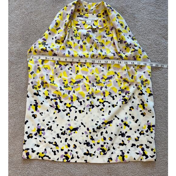 Diane Von Furstenberg Sleeveless Abstract Silk Blouse Size S Multicolor Flaw - Picture 8 of 9